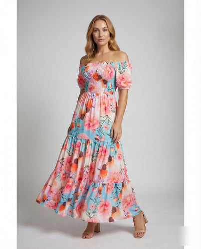 Damen Off Shoulder Maxikleid