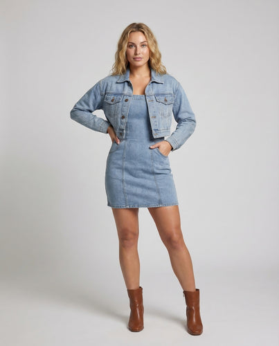 Damen Denim-Bolerojacke Kastige Passform