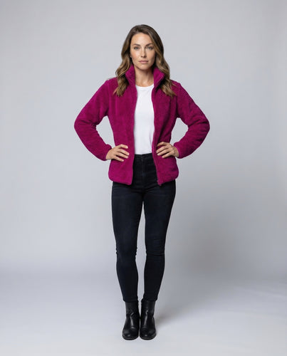 Damen Flauschige Plüsch-Fleecejacke