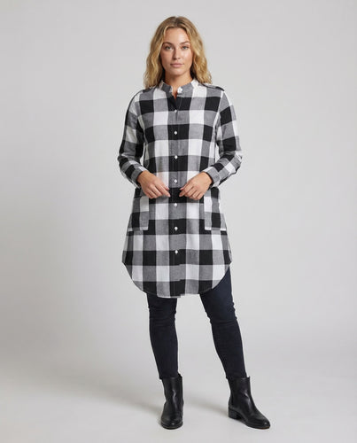 Damen Kariertes Flanell-Tunikahemd