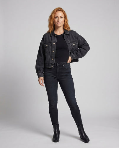 Damen Jeans-Blouson Voluminöse Ärmel