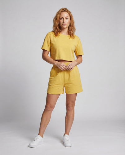 Damen Kurzgeschnittenes Jersey-Set Komfortbund