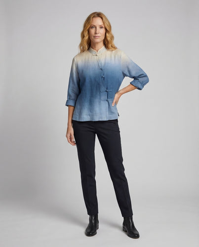 Damen Leinenmischbluse Ombre-Verlauf