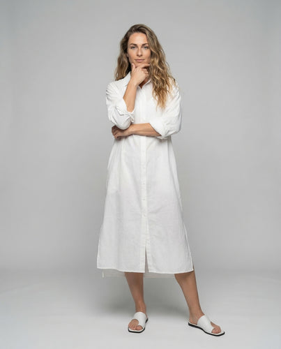 Damen Oversize-Midi-Hemdblusenkleid Seitenschlitz
