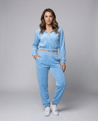 Damen Samtiges Relax-Set Palazzohose