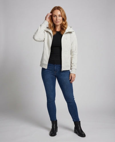 Damen Taillierte Kapuzen-Sweatjacke Schalkragen