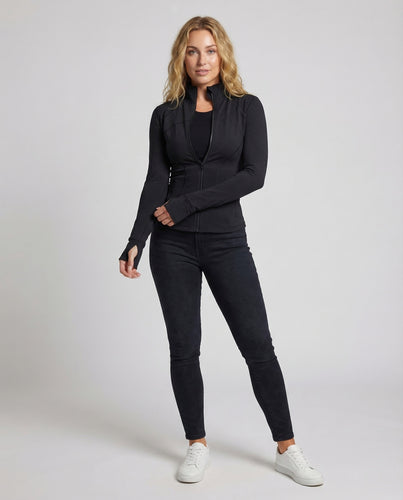 Damen Taillierte Sportjacke Daumenlochärmel