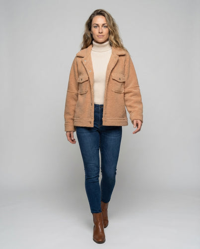 Damen Weiche Teddyjacke Pattentaschen