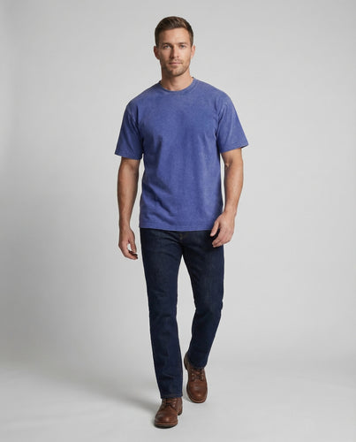 Unisex T-Shirt Used-Waschung Rundhals