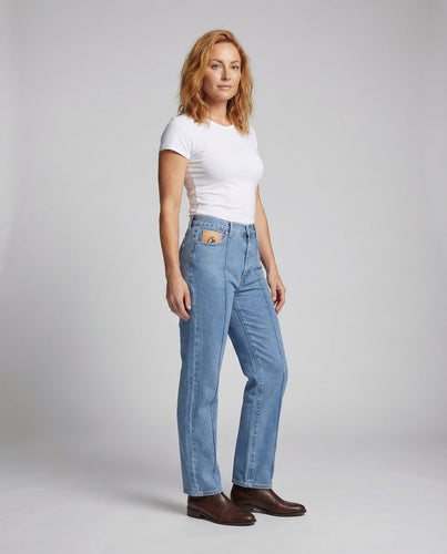 Unisex Weite Relax-Jeans Kontrastnaht