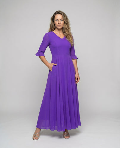 Damen Chiffon-Abendkleid Volantrock