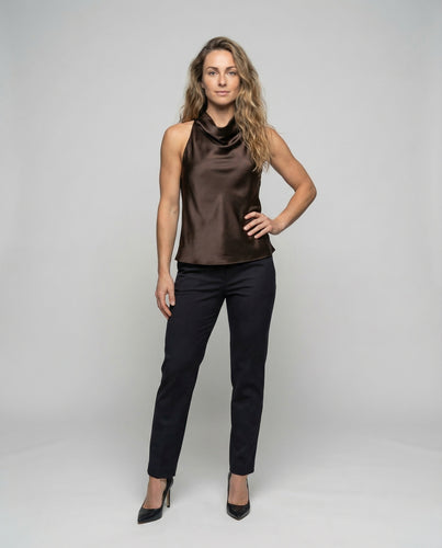 Damen Elegantes Haltertop Wasserfallkragen