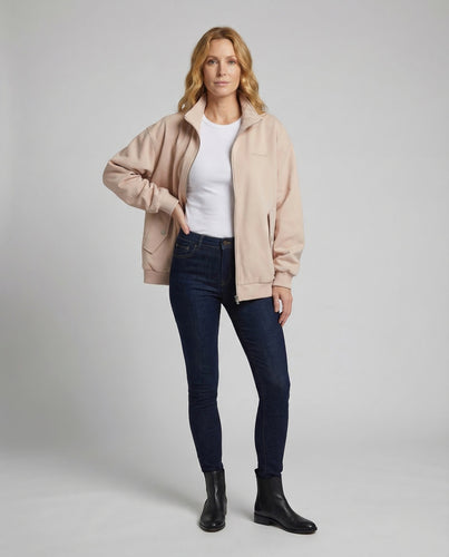 Damen Kastige Reißverschlussjacke Rippbündchen