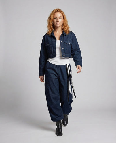 Damen Boxy-Denimjacke Cropped-Look