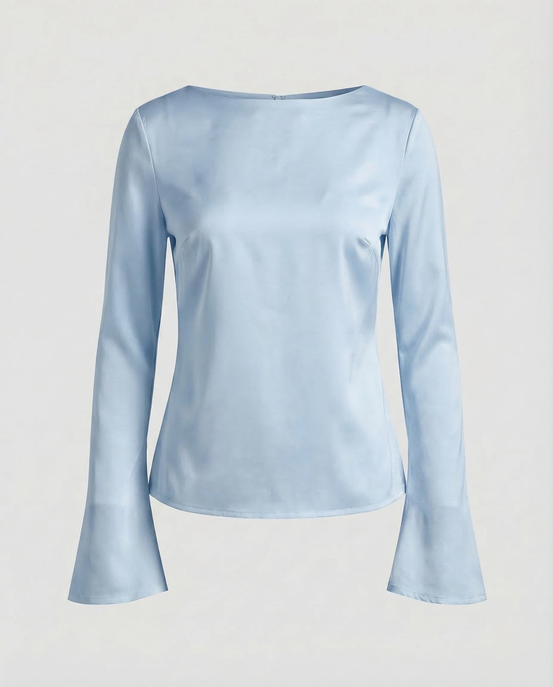 Damen Elegante Chiffonbluse U-Boot-Ausschnitt