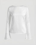 Damen Elegante Chiffonbluse U-Boot-Ausschnitt
