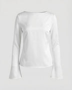 Damen Elegante Chiffonbluse U-Boot-Ausschnitt