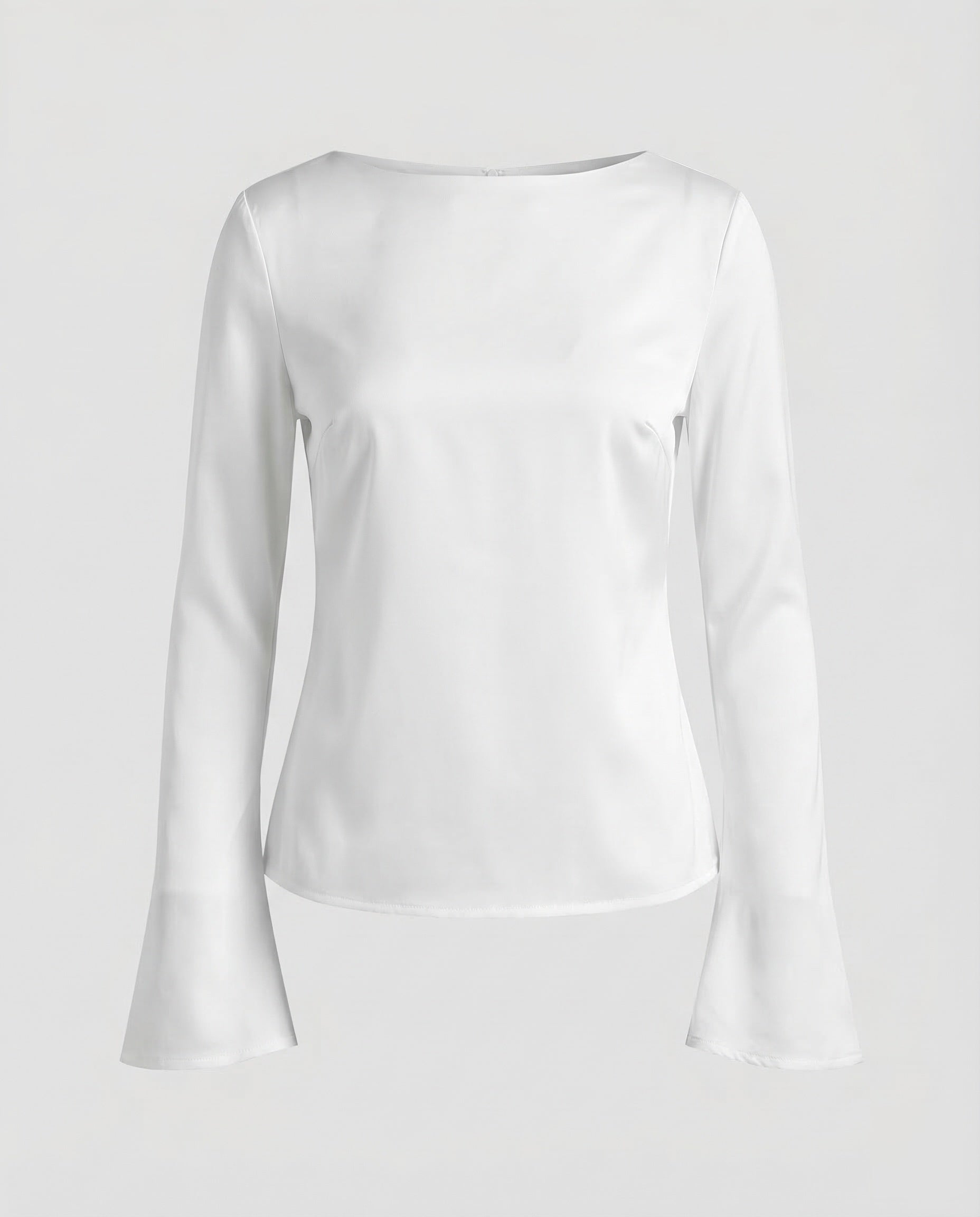 Damen Elegante Chiffonbluse U-Boot-Ausschnitt