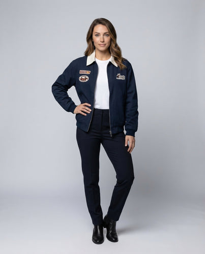 Damen College-Blouson Reißverschluss Aufnäher