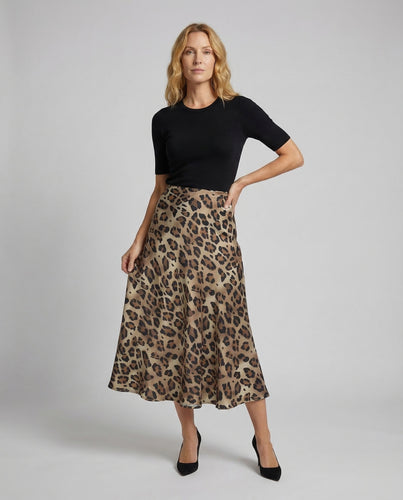 Damen Satin-Schwingrock Animalprint