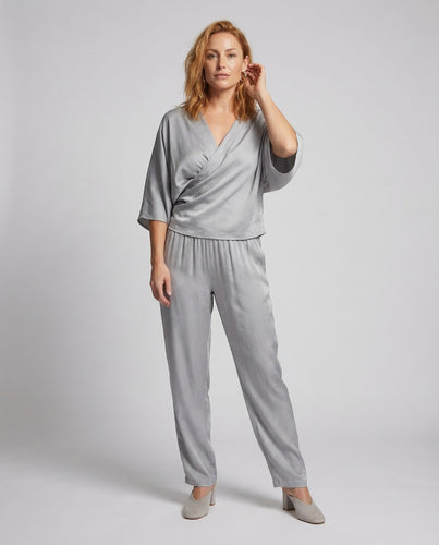 Damen Satin-Ensemble Palazzohose