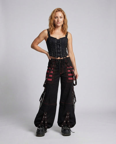 Damen Cyberpunk-Baggyhose Ketten Riemen