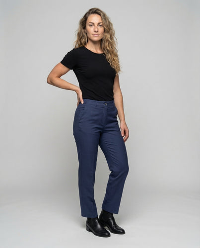 Damen Gerade Stoffhose Formender Mittelbund