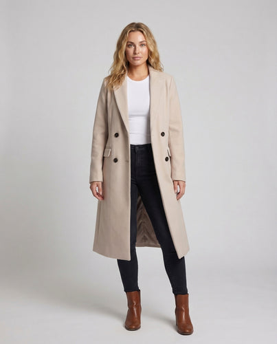 Damen Wollmix-Mantel Taillierte Silhouette