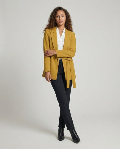 Damen Taillierter Longblazer Bindegürtel