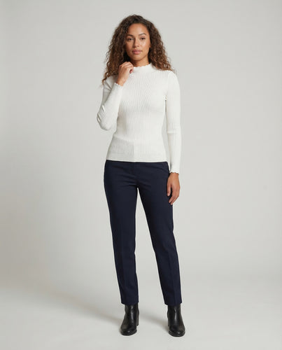 Damen Ripp-Feinstrickpullover Stehkragen