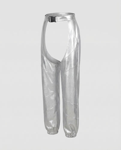 Damen Futuristische Chaps-Hose Schnallen-Gürtel