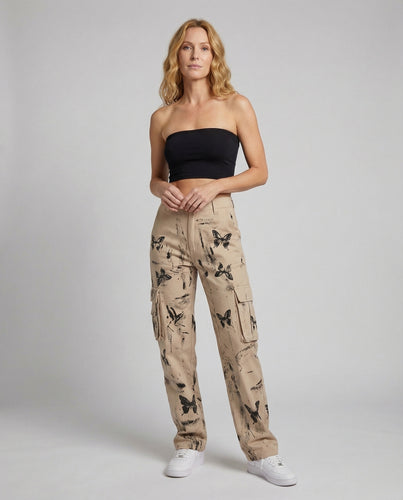 Damen Cargohose Schmetterlingsprint