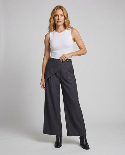 Damen Culotte-Hose Wickelbund Knopfdetail
