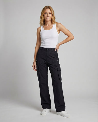 Damen Utility-Cargohose Reißverschlusstaschen Schlag