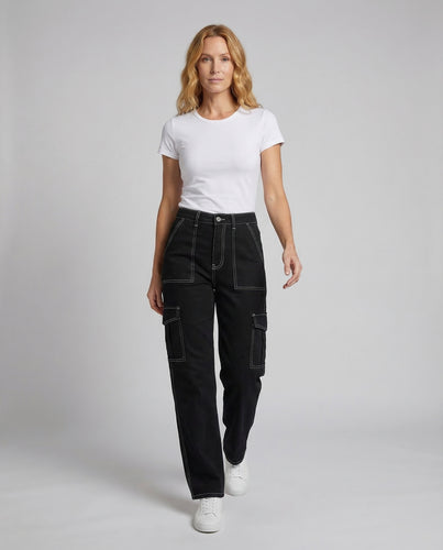 Damen Utility-Jeans Sichtbare Ziernähte