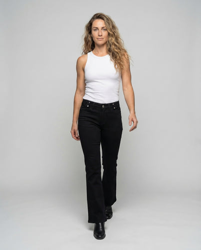 Damen Fünf-Taschen-Schlaghose Elastischer Jeansstoff