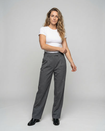Damen Stretch-Anzughose Mittelfalte Gerades Bein