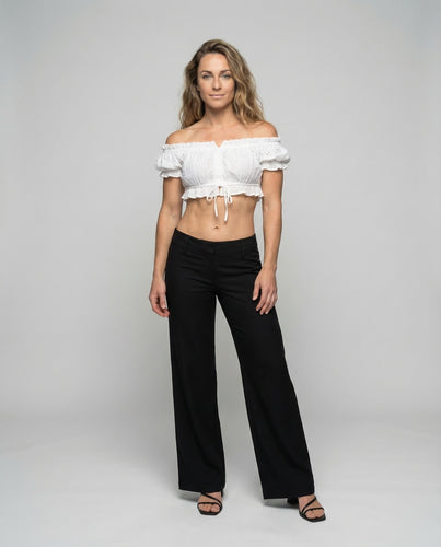 Damen Weite Palazzohose Satinoptik Taillengürtel