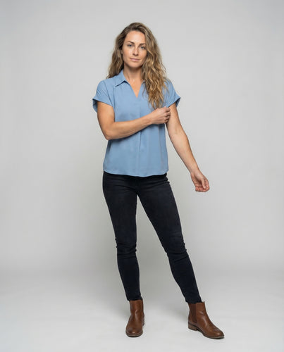 Damen Kastiges Blusen-Top Wasserfall-Kragen