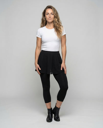 Damen Leggings Angenähter Schößchenrock
