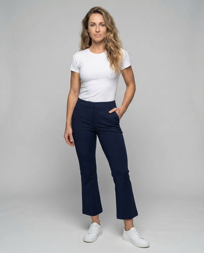Damen Slim-Anklehose Strukturierter Stretchjersey