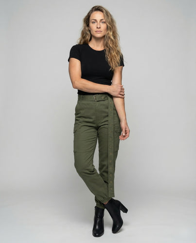 Damen Konisch geschnittene Cargohose Schmales Bein