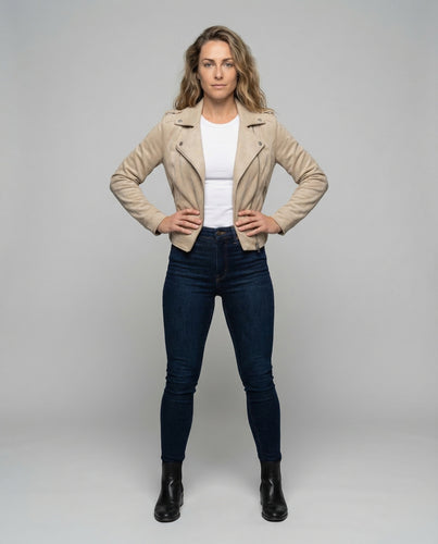 Damen Bikerjacke Kapuze Asymmetrischer Reißverschluss