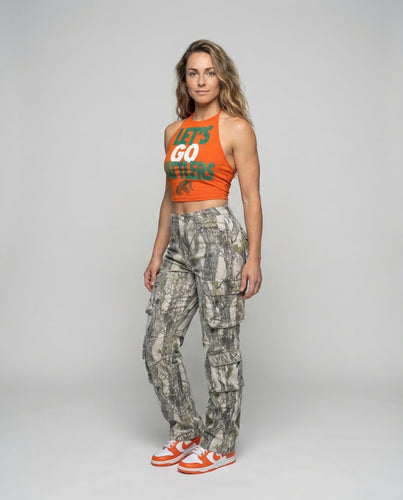 Damen Neckholder-Top Sportlicher Brustaufdruck