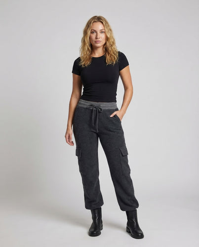 Damen Teddyfleece-Cargohose Weites Bein