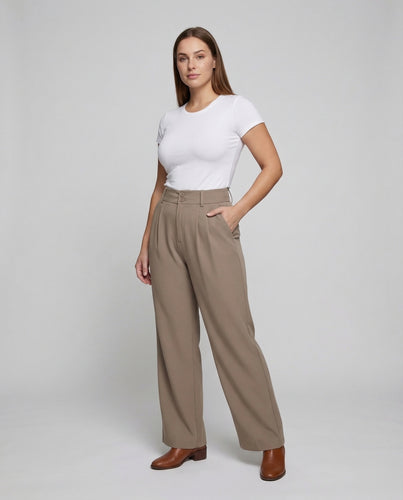 Damen Hochtaillen-Hose Doppelte Bundblende