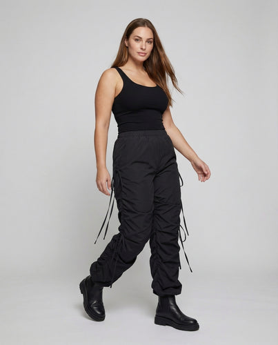 Damen Geraffte Kordel-Hose Seitliche Bindebänder