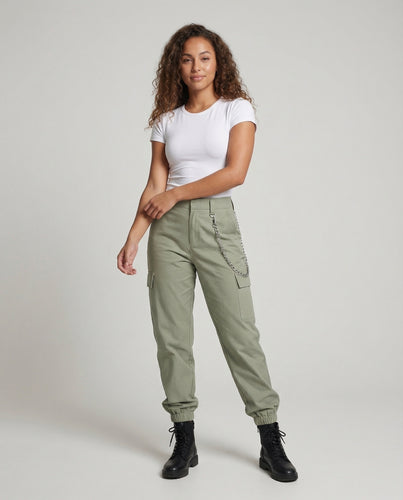 Damen Workwear-Hose Kettendetail Weiter Schnitt