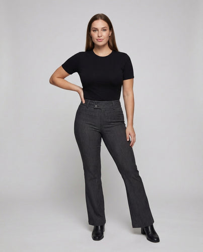 Damen Stoffhose Doppelknopfbund Paspeltaschen
