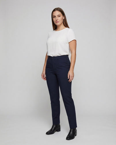 Damen Hochtaillen-Stretchhose Bügelfalte